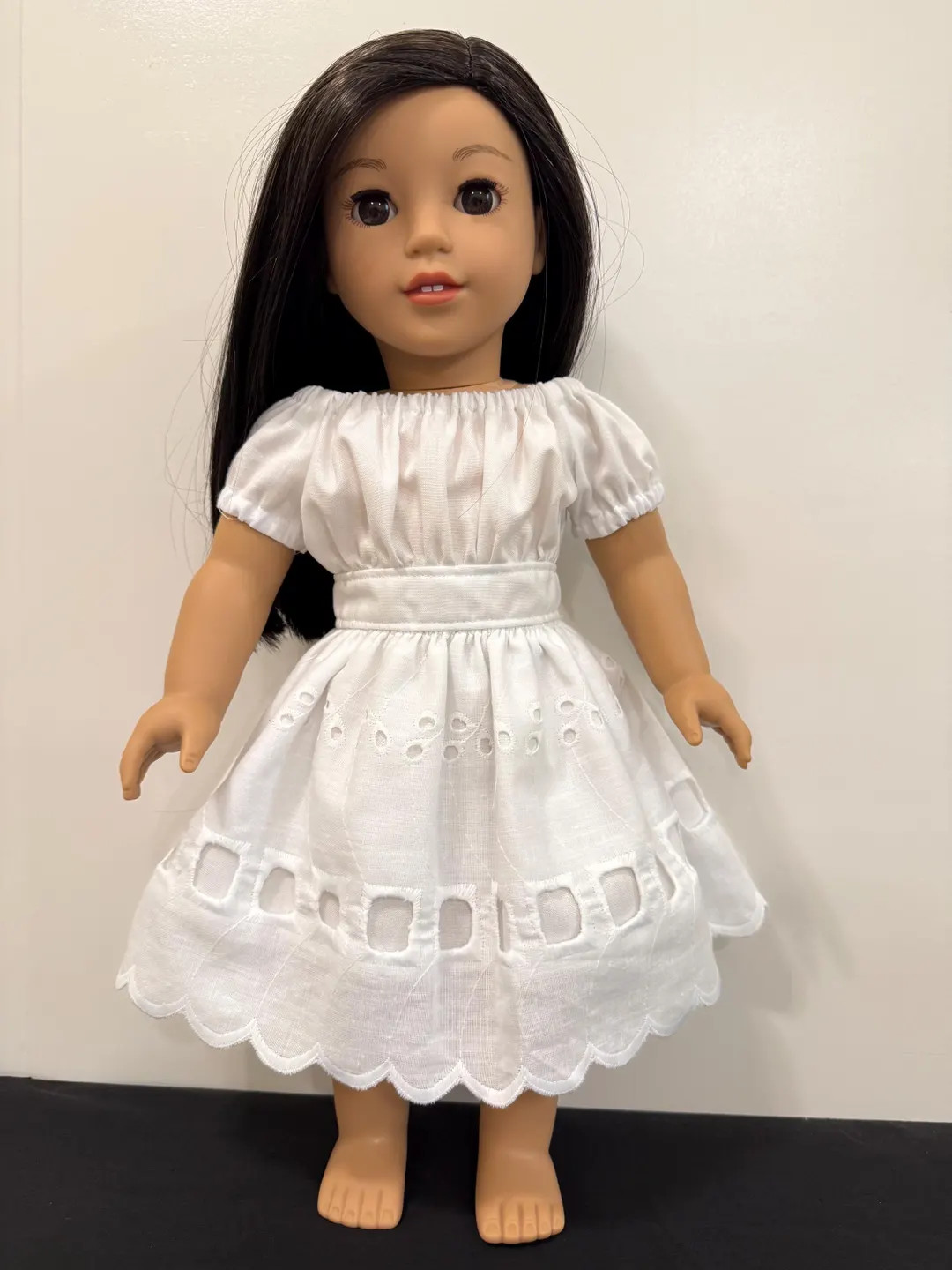 White eyelet midi length dress fits 18” girl dolls | Etsy (US)