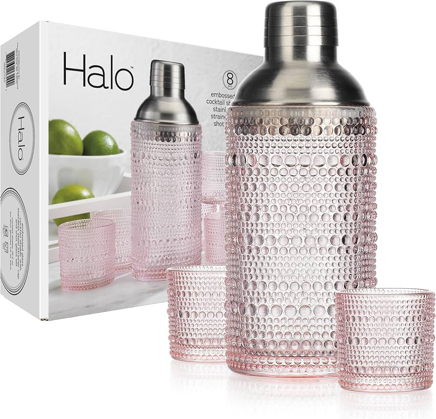 Glaver's Cocktail Shaker Set, 15.2 oz Shaker, 6 Hobnail Shot Glasses, Stainless Steel Strainer Ca... | Amazon (US)
