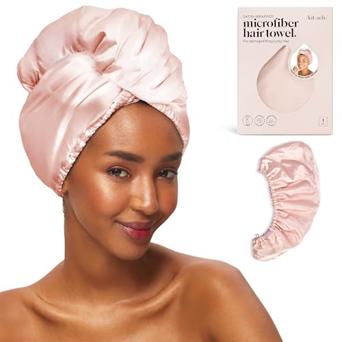 Kitsch Microfiber Hair Towel Wrap for Women – Ultra Absorbent Microfiber Bath Towels for Wet, Curly, Long or Short Hair – Anti-Frizz Hair Wrap, Great Hair Care Gifts for Women – Blush | Amazon (US)