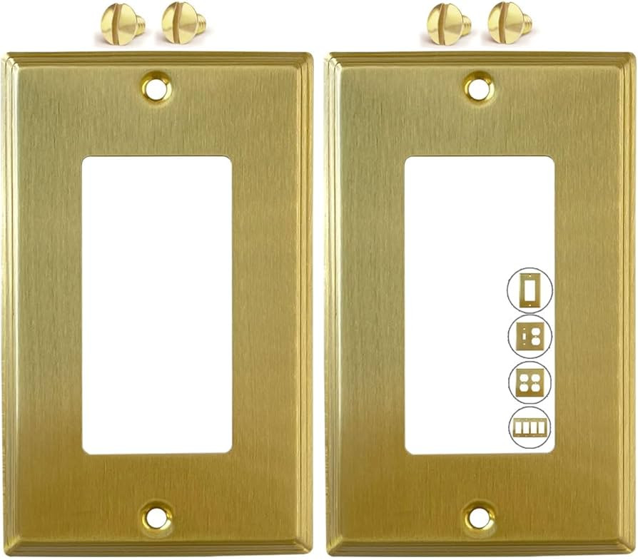 Rio Salto STANDARD SIZE Modern Metal Gold Light Switch Wall Plate or Outlet Cover Wall Plate, Cor... | Amazon (US)