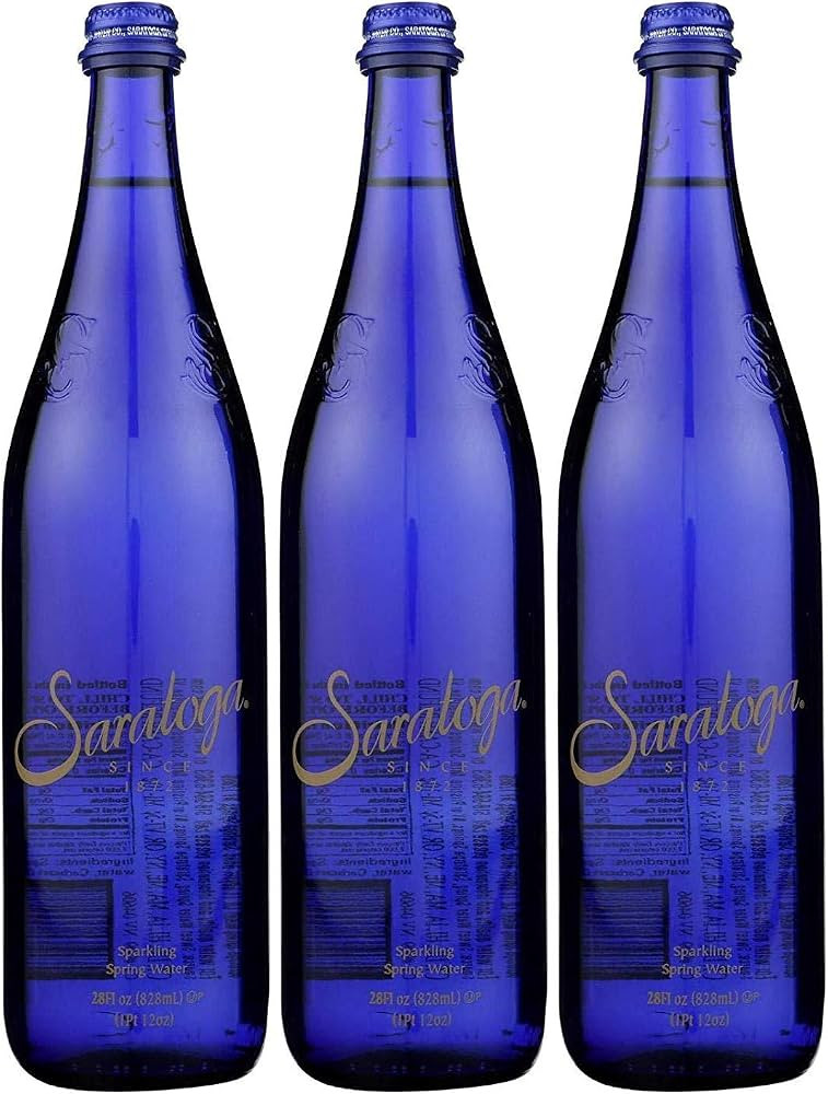Saratoga Sparkling Spring Water, 28oz Cobalt Blue Glass Bottle (Pack of 3, Total of 84 Fl Oz) | Amazon (US)