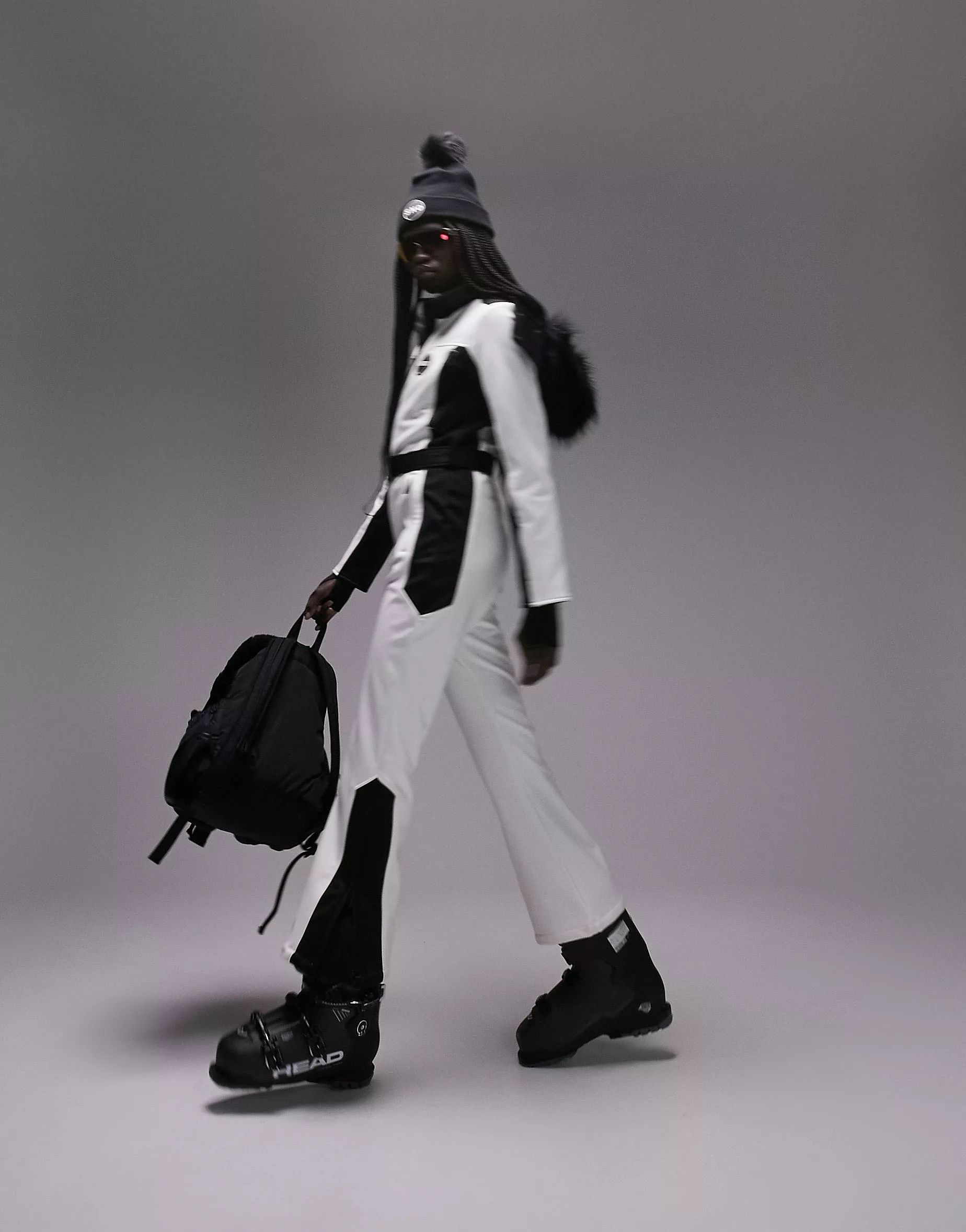 Topshop Sno ski suit with faux fur hood & belt in white | ASOS (Global)