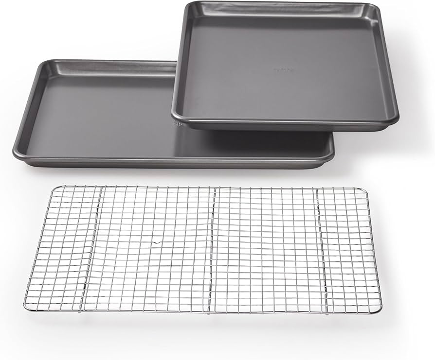 Chicago Metallic Professional Non-Stick Cookie and Jelly-Roll Pan Set with Cooling Rack, 17 by 12... | Amazon (US)