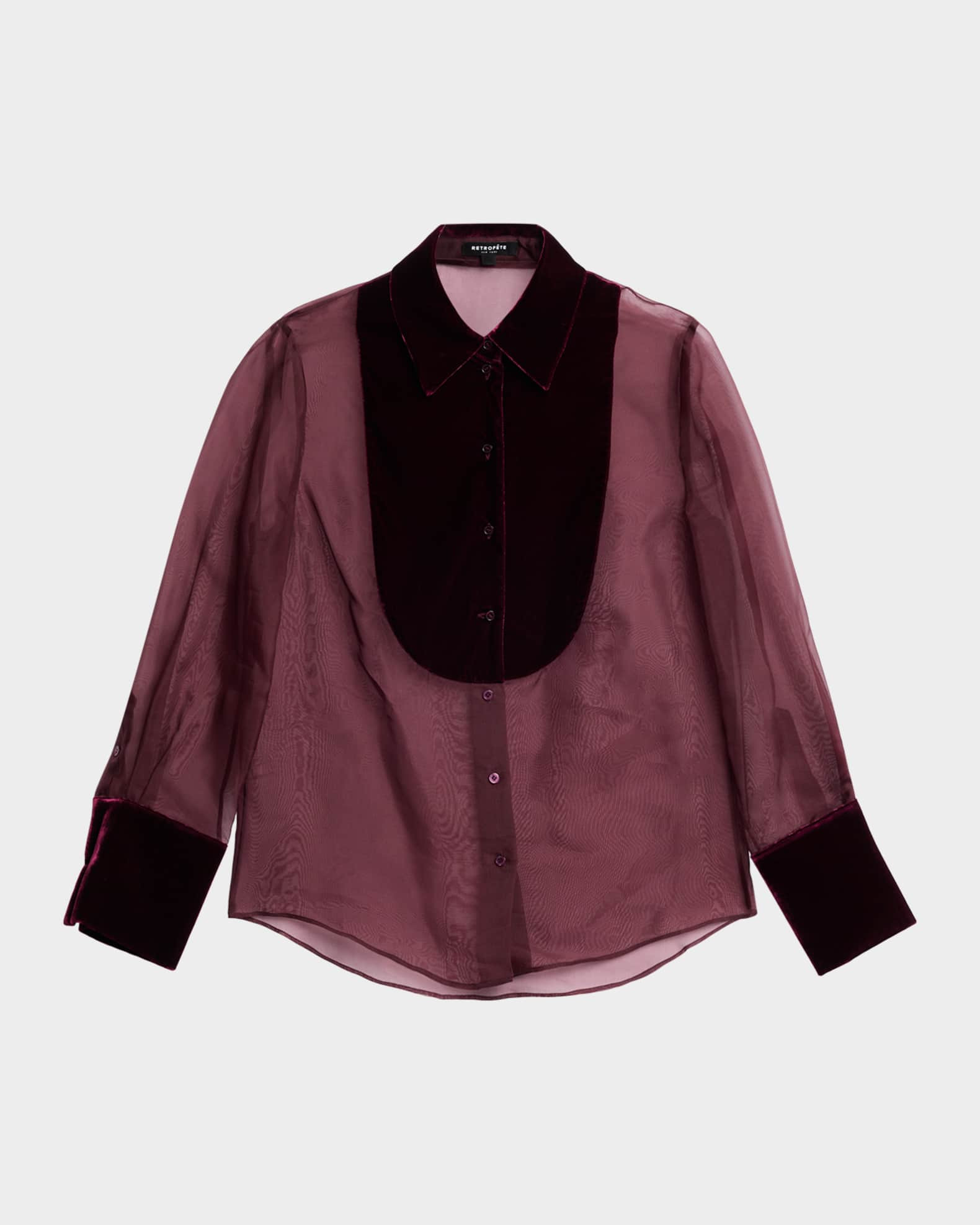 Liana Sheer Silk Velvet Blouse | Neiman Marcus