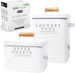 KOANEssentials Modern Farmhouse Metal Laundry Pods Container with Dryer Sheet Holder for Laundry ... | Amazon (CA)