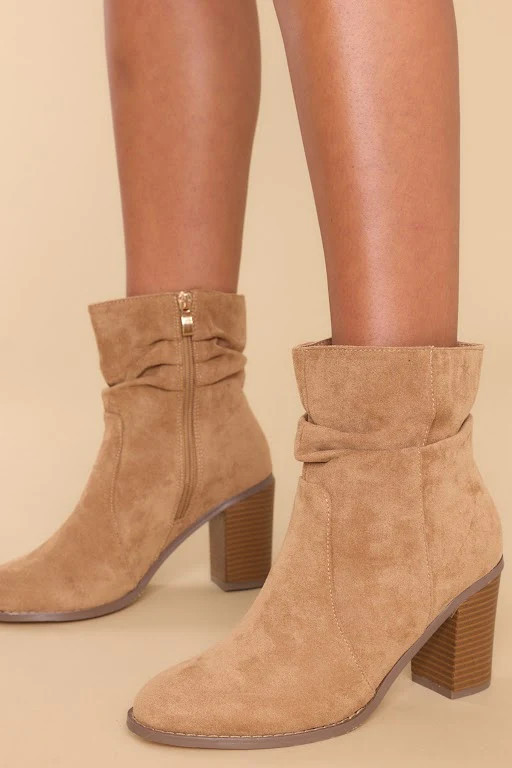 Just In Time Camel Ankle Booties | Red Dress 