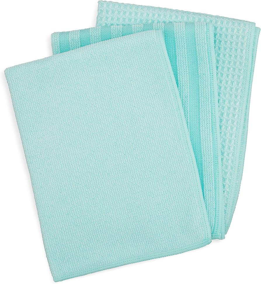 CLEAN MAMA Multi Purpose Kitchen Cleaning Towel Set | Set of 6 Microfiber Kitchen Cleaning Towels with Multi-use Textures | Perfect for Cleaning, Polishing, Scrubbing, and Much More (Aqua) | Amazon (US)