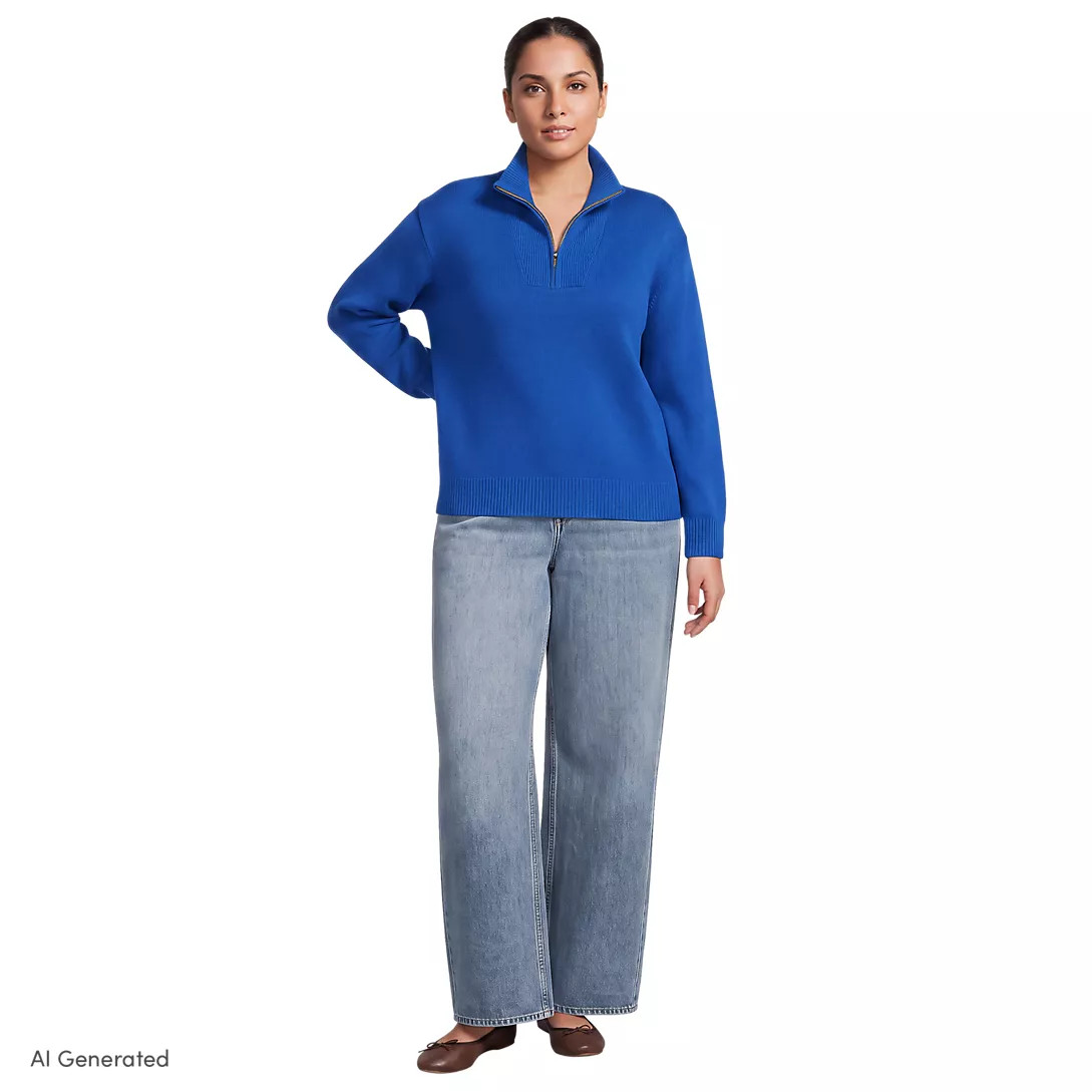 Women's Plus Size Drifter Slim Quarter Zip Sweater | Lands' End (US)