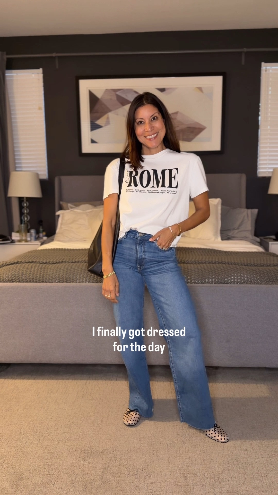 Never too late to get dressed for the day!

Graphic tee H&M is sold out - linked similar 
Wide leg jeans wearing 2 

Shoes are comfortable and fit tts

#LTKgrwm #LTKootd #LTKOver40