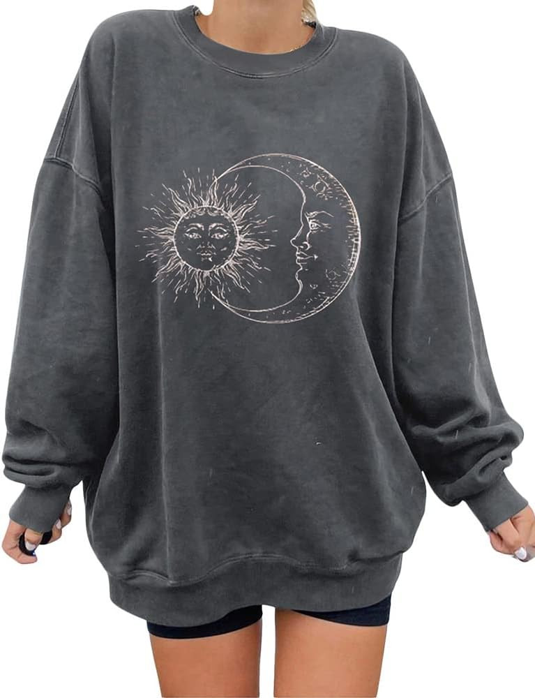 utcoco Womens Oversized Sweatshirts Graphic Long Sleeve Crewneck Loose Fit Casual Pullover Tops | Amazon (US)