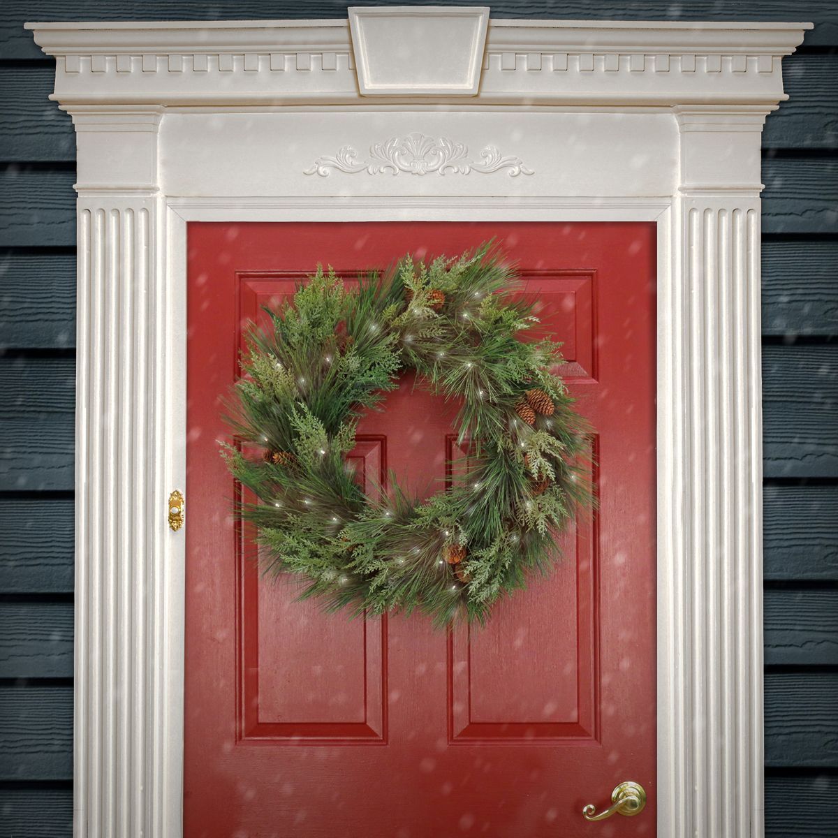 HGTV Home Collection Pre Lit Artificial Christmas Wreath, Mixed cedar and bristle Branch Tips , D... | Target