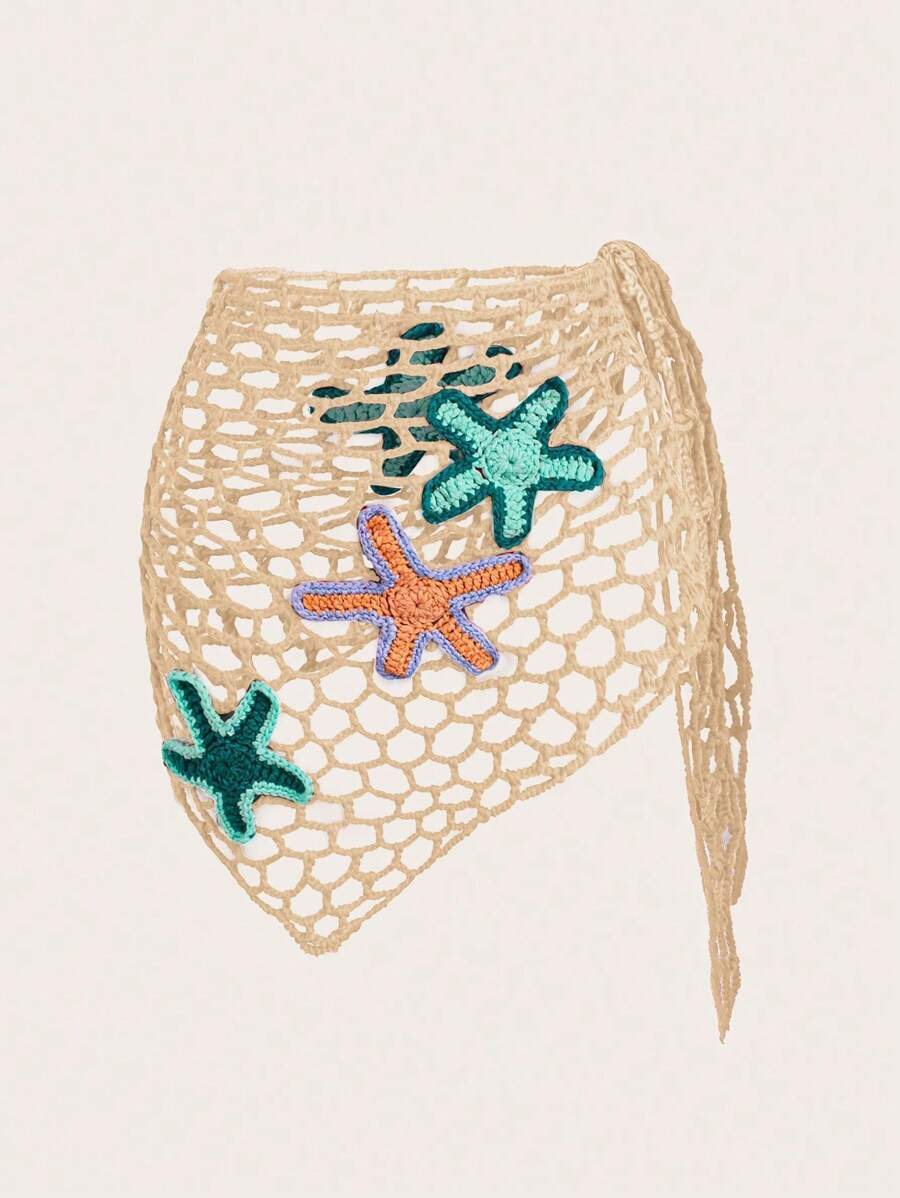 Swim Mod Summer Outfits For Women Springbreak New Sexy Fishnet Crochet 3D Starfish Cover Up Beach... | SHEIN