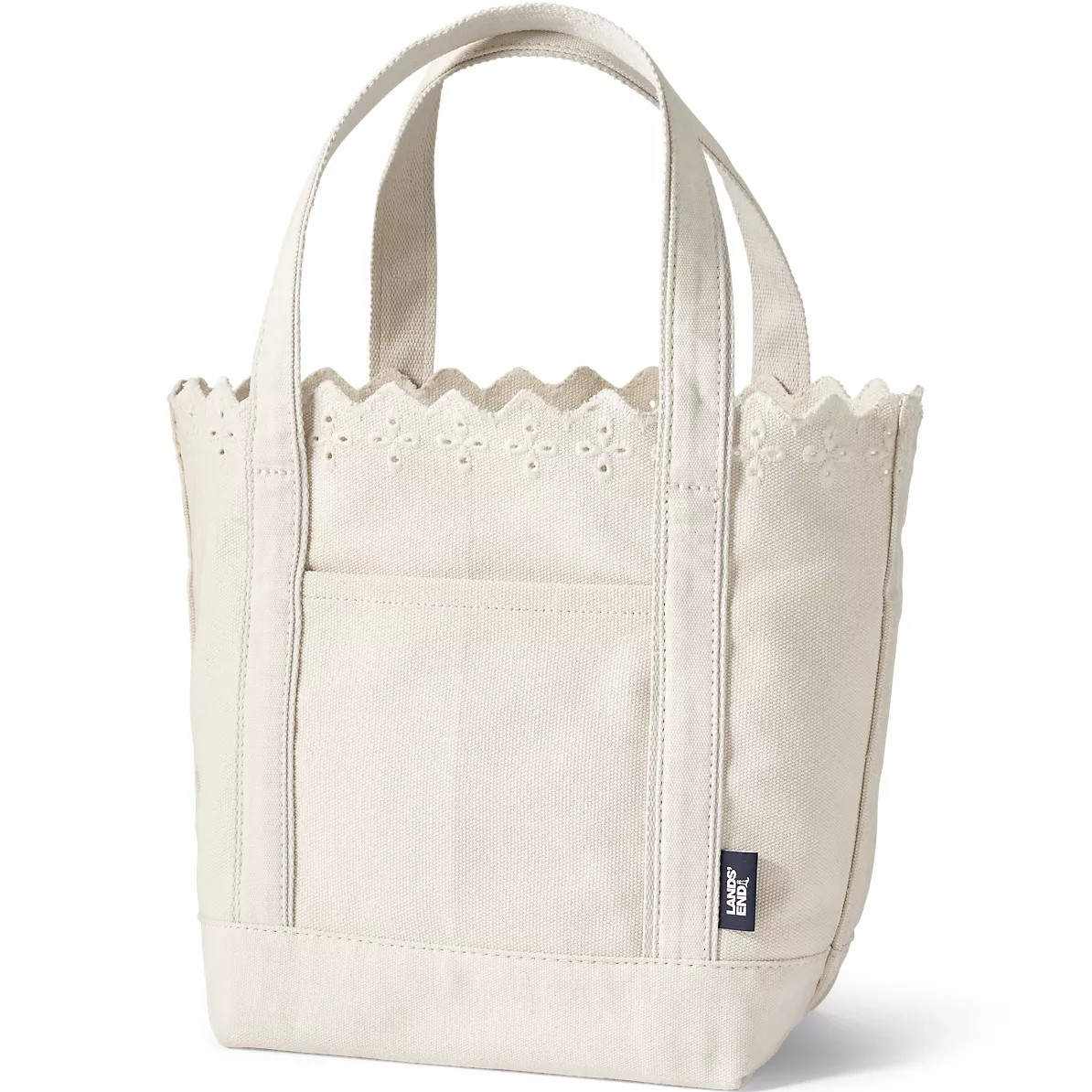 Medium Eyelet Canvas Open Top Tote | Lands' End (US)