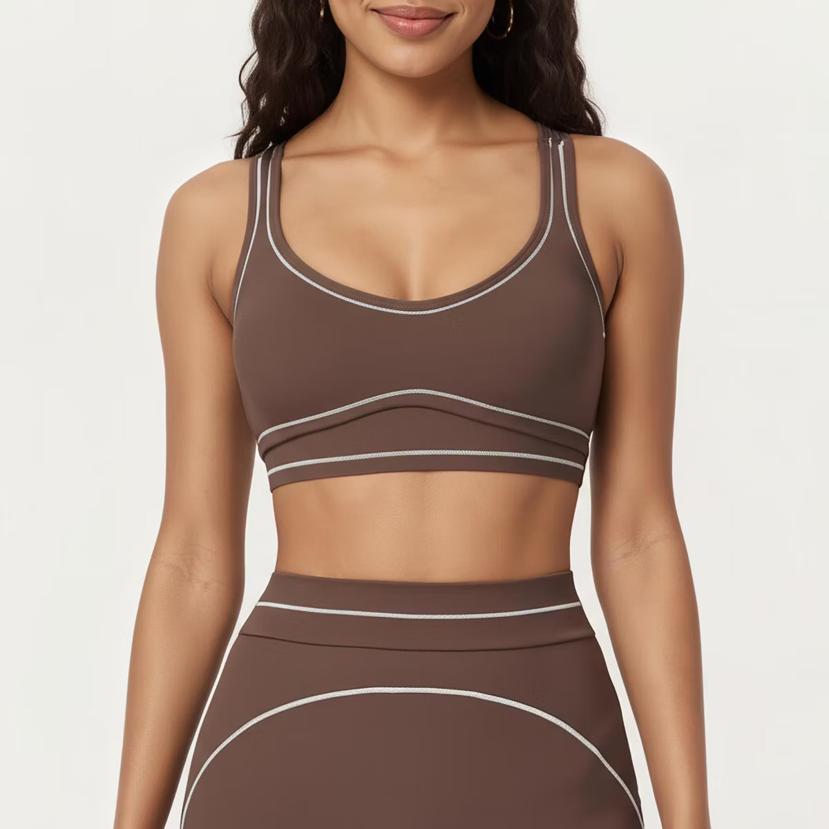 Anna-Kaci Active Women's Sports Bra with Scoop Neck, Wide Straps, and Contrast Stitch Detailing f... | Target