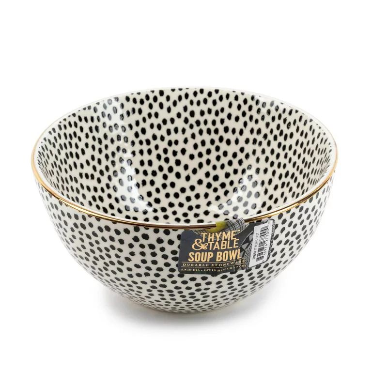 Thyme & Table Dinnerware Black & White Dot Stoneware Round Bowl - Walmart.com | Walmart (US)