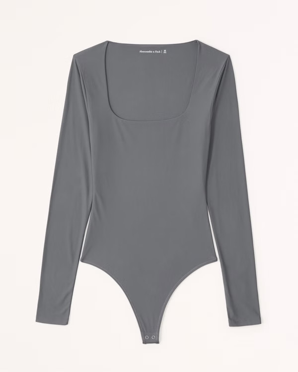 Soft Matte Seamless Long-Sleeve Squareneck Bodysuit | Abercrombie & Fitch (US)