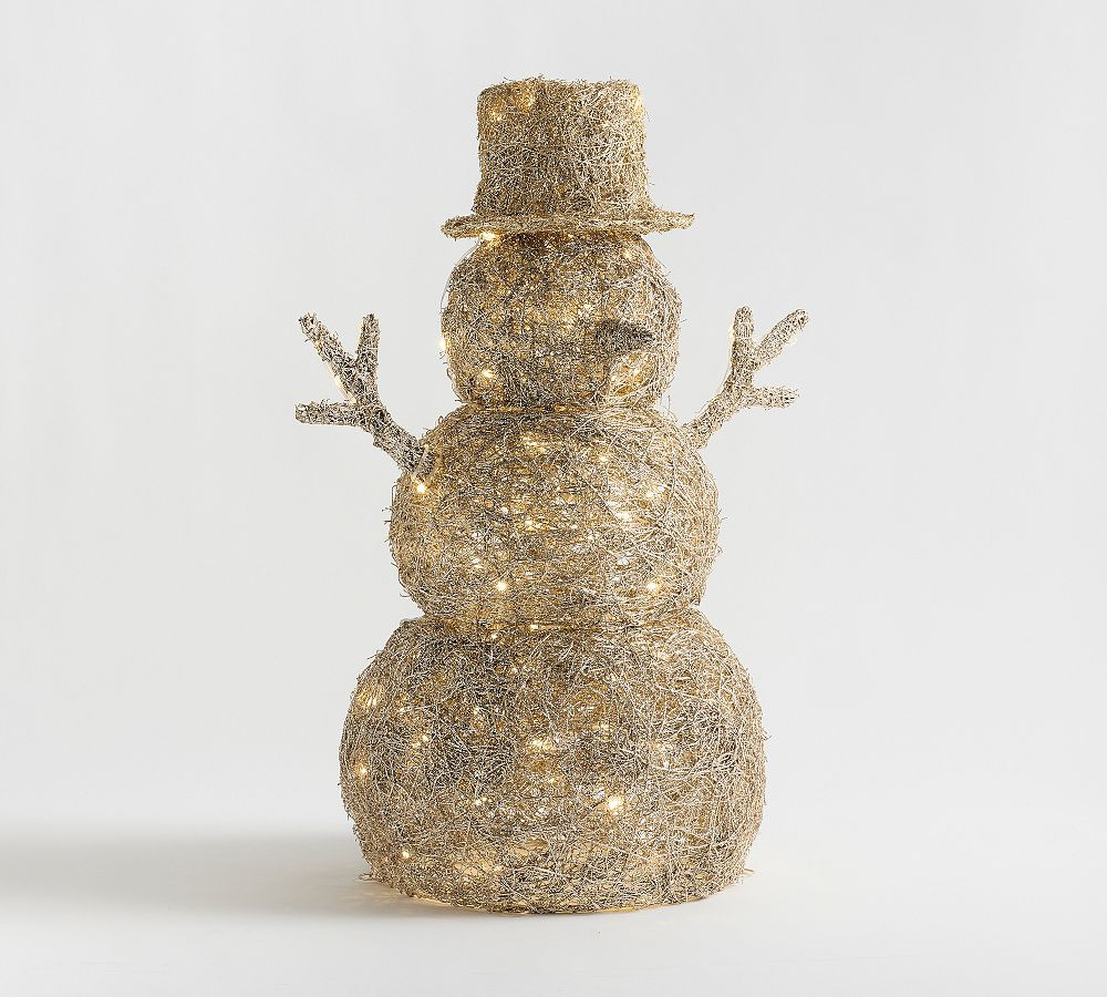 Lit Rattan Snowman | Pottery Barn (US)