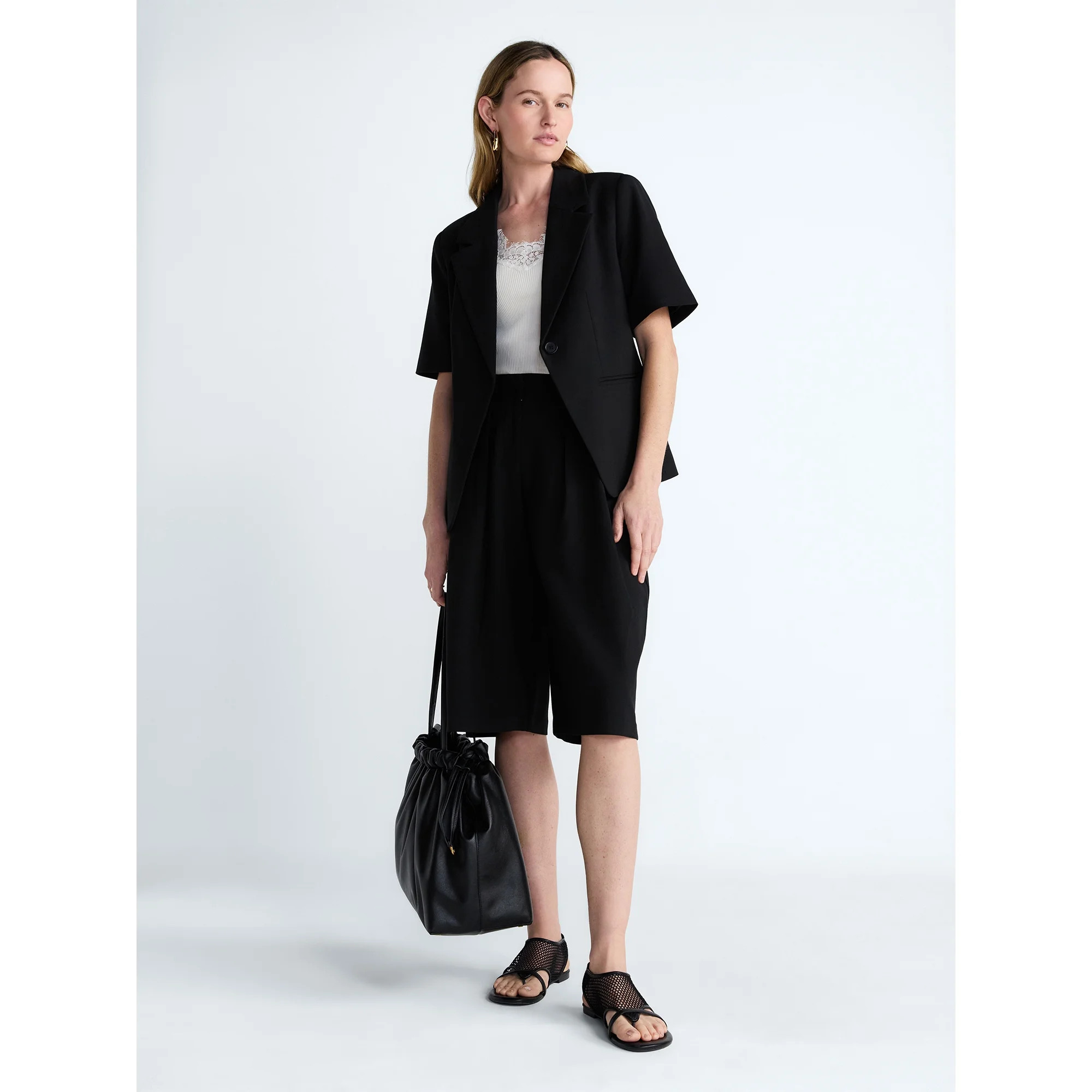 Scoop Women's and Women's Plus Short Sleeve Boxy Blazer, Sizes XS-4X | Walmart (US)