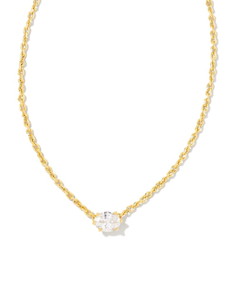 Kendra Scott Cailin Gold Pendant Necklace in White Crystal | Kendra Scott