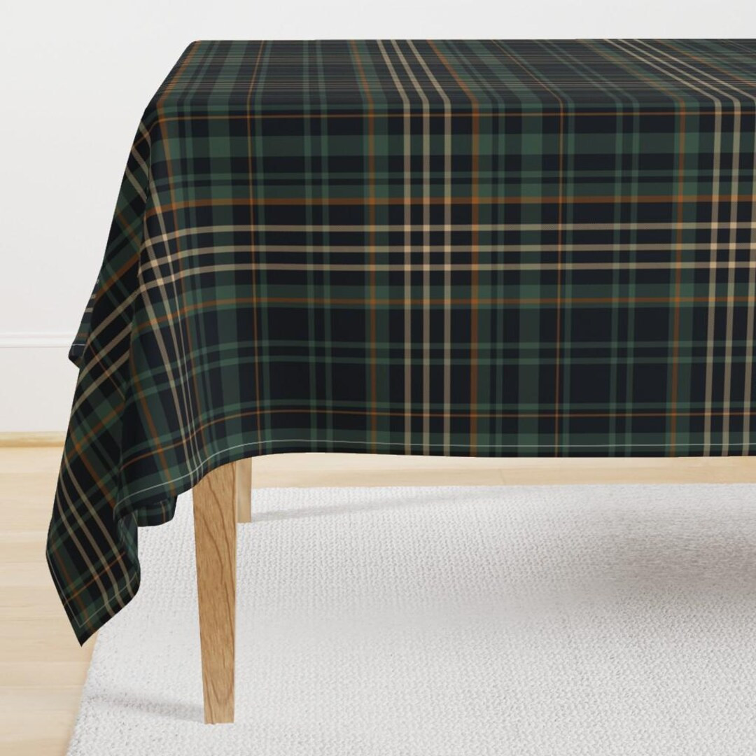 Dark Green Check Tablecloth Modern Tartan Plaid by Tessab_studio Rustic Cabin Autumn Plaid Cotton... | Etsy (US)