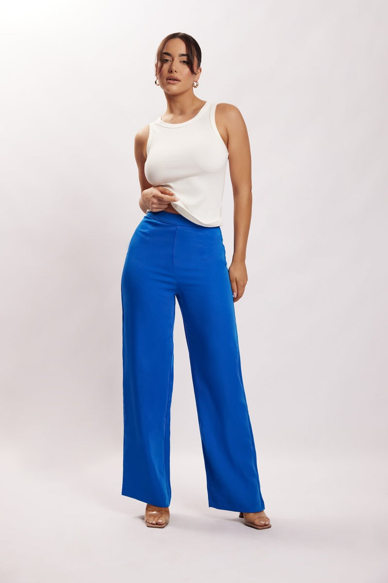 Saskia Straight Leg Trousers - Cobalt Blue | MESHKI US