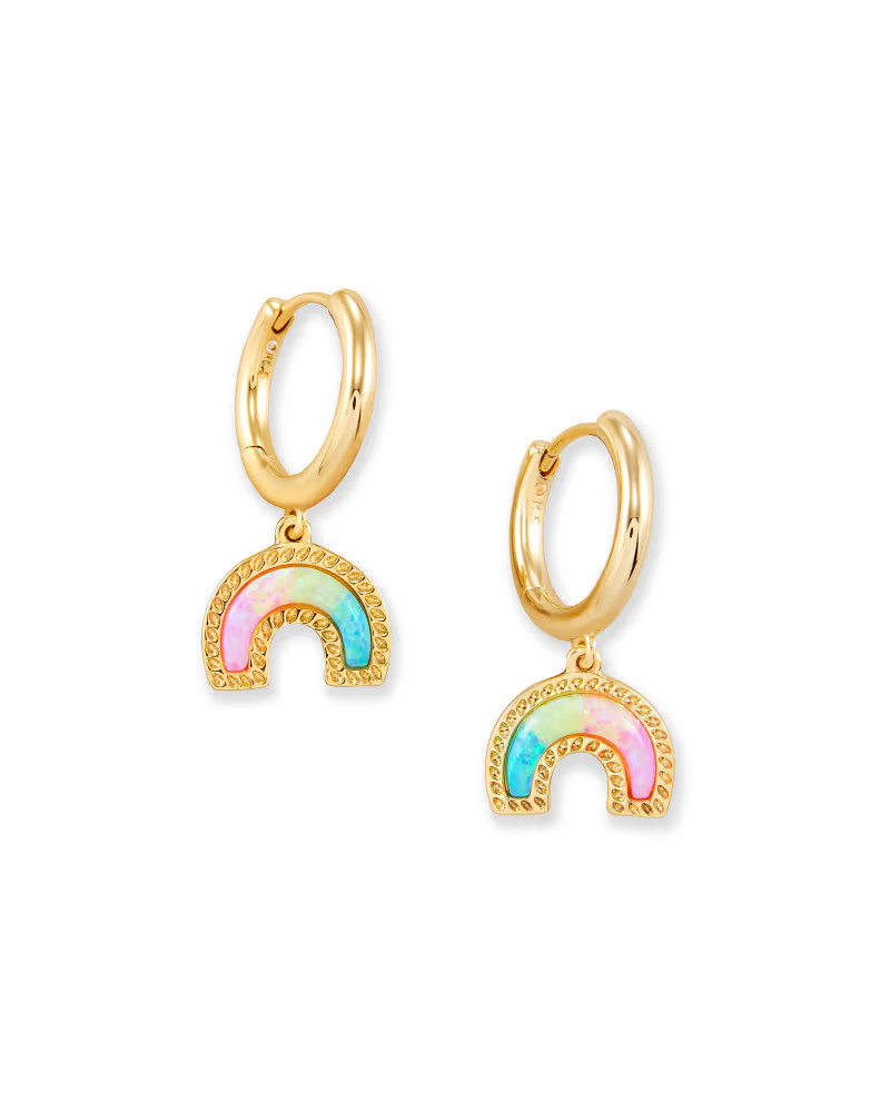 Rainbow Gold Huggie Earrings in Pastel Mix | Kendra Scott