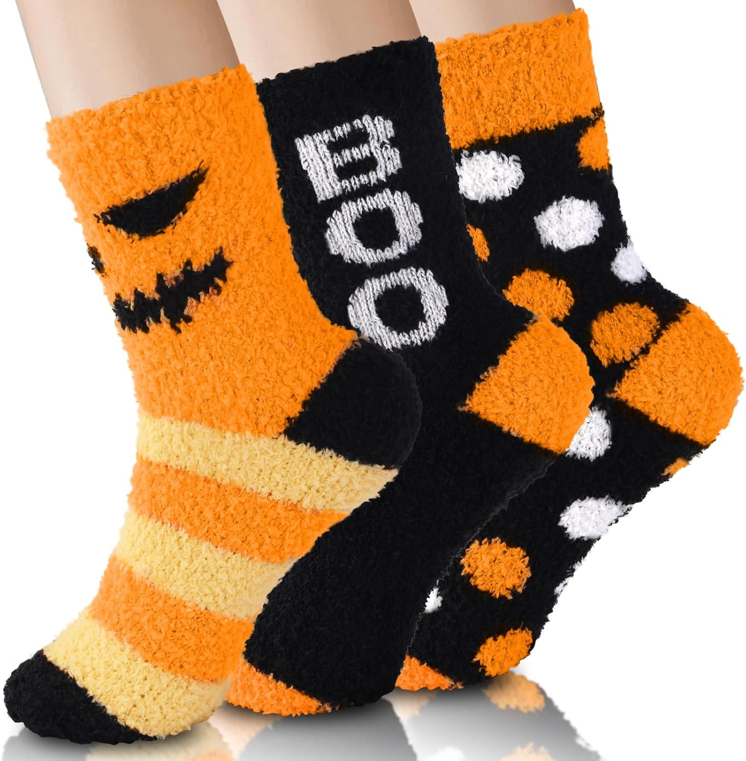 Halloween Fluffy Socks Cozy Fuzzy Fall Warm Winter Socks for Women Men | Amazon (US)