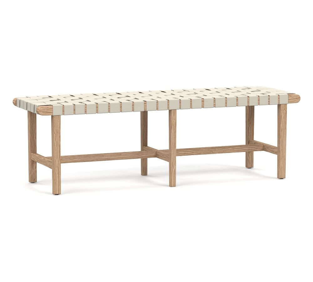 Fenton Woven Leather Bench, Seadrift Frame, Signature Chalk | Pottery Barn (US)