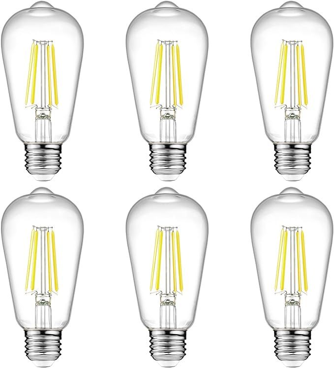 Ascher Vintage LED Edison Bulbs, 6W, Equivalent 60W, High Brightness Daylight White 4000K, ST58 A... | Amazon (US)