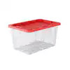HDX 27 Gal. Tough Storage Tote in Clear with Red Lid 999-27G-C-HDX-R | The Home Depot