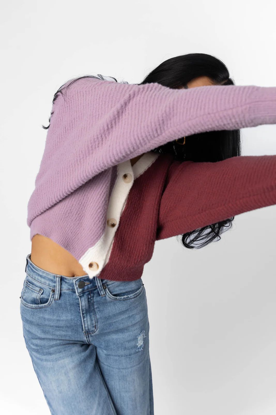 Lacey Cardigan Sweater in Purple - böhme | Bohme