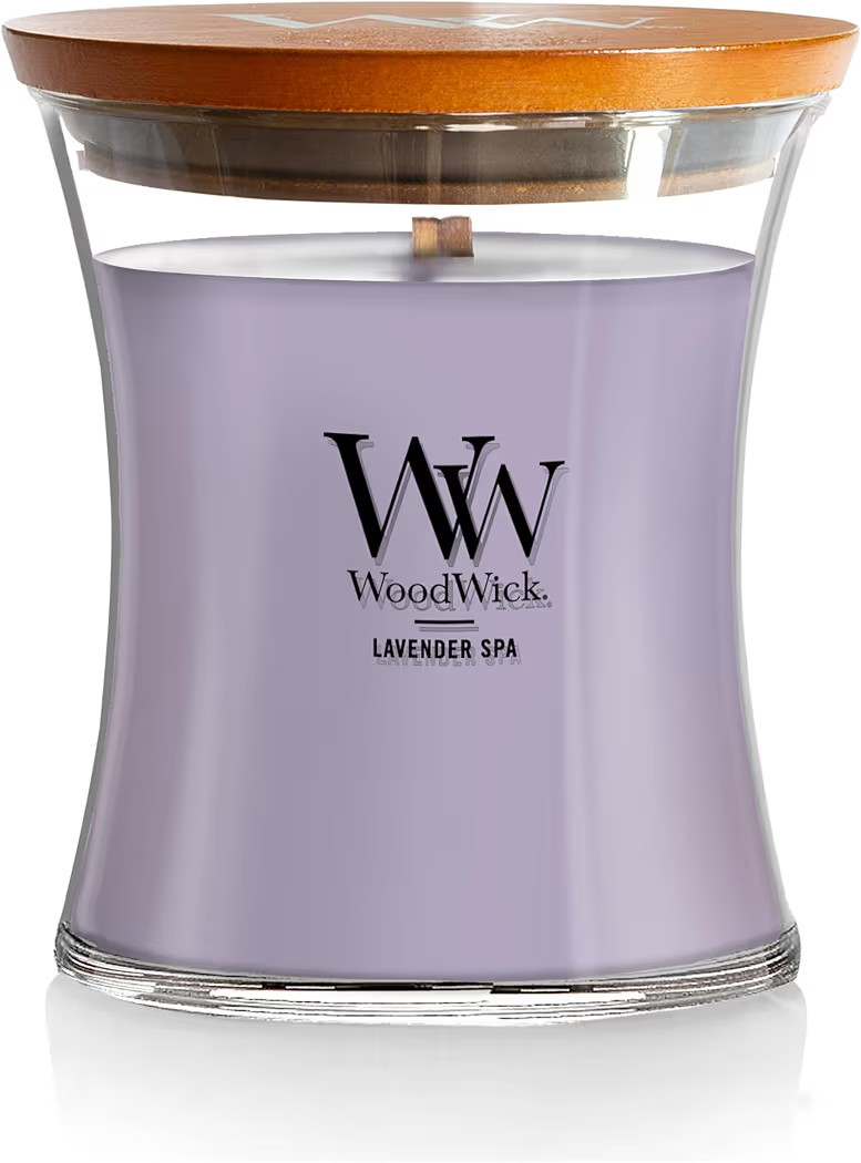 WoodWick Lavender Spa Gifts for Women and Men, 9.7 oz Medium Hourglass Candle with Crackling Wick | Amazon (US)