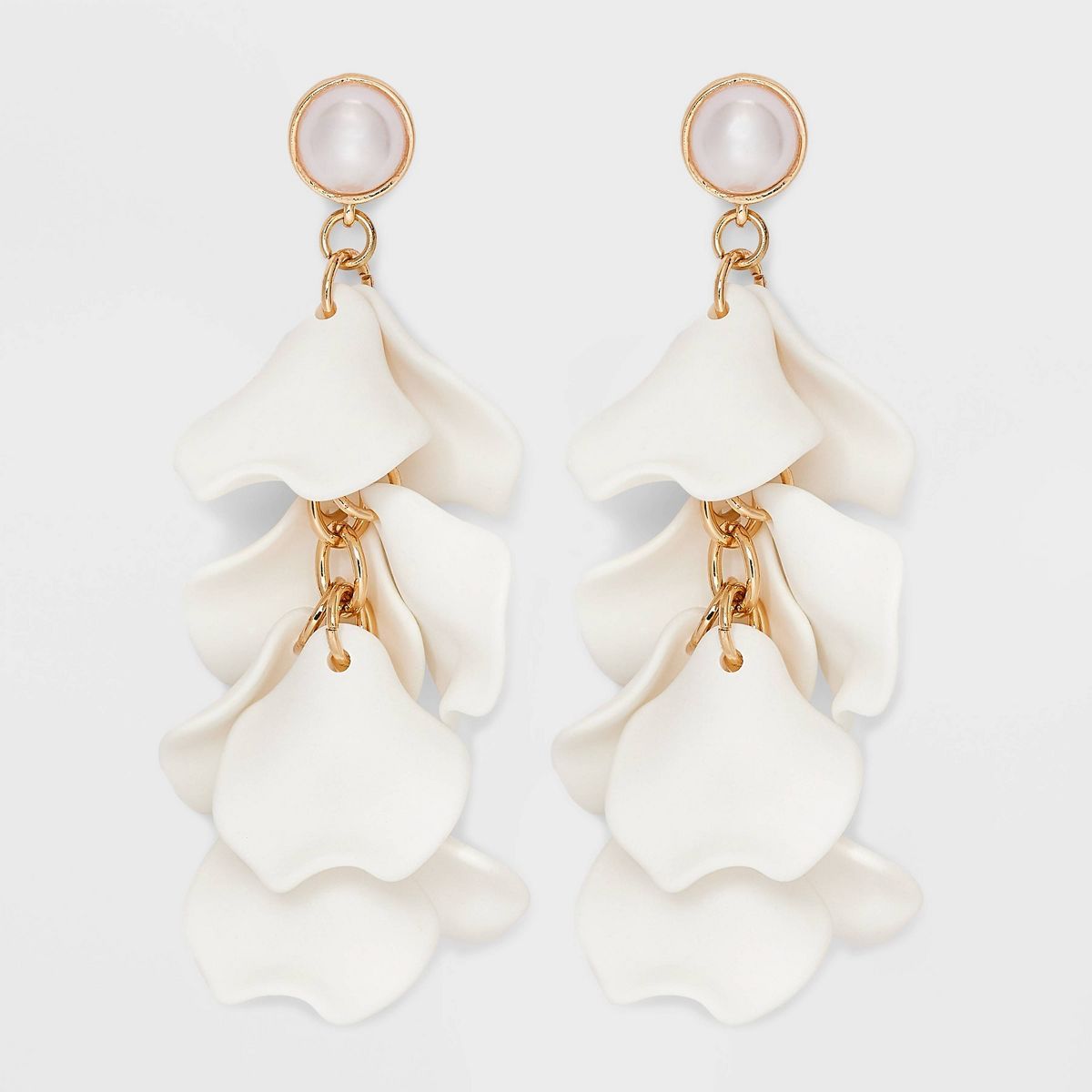 Linear Flower White Pearl Earrings - A New Day™ White | Target