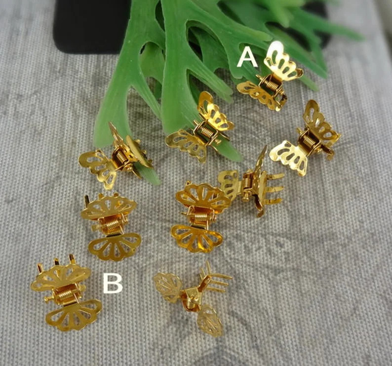 24 Golden Butterfly Hair Clips: Nickel Free (18x23mm) - Etsy | Etsy (US)