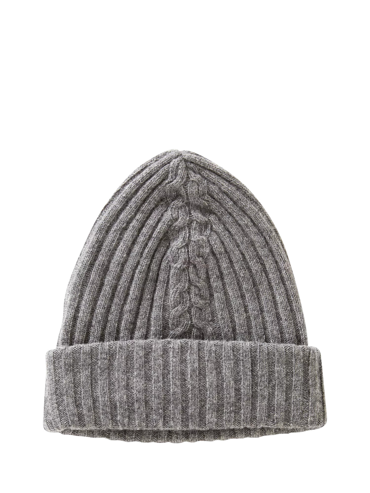 Benetton Cable Detail Wool Rich Beanie Hat, Grey | John Lewis (UK)