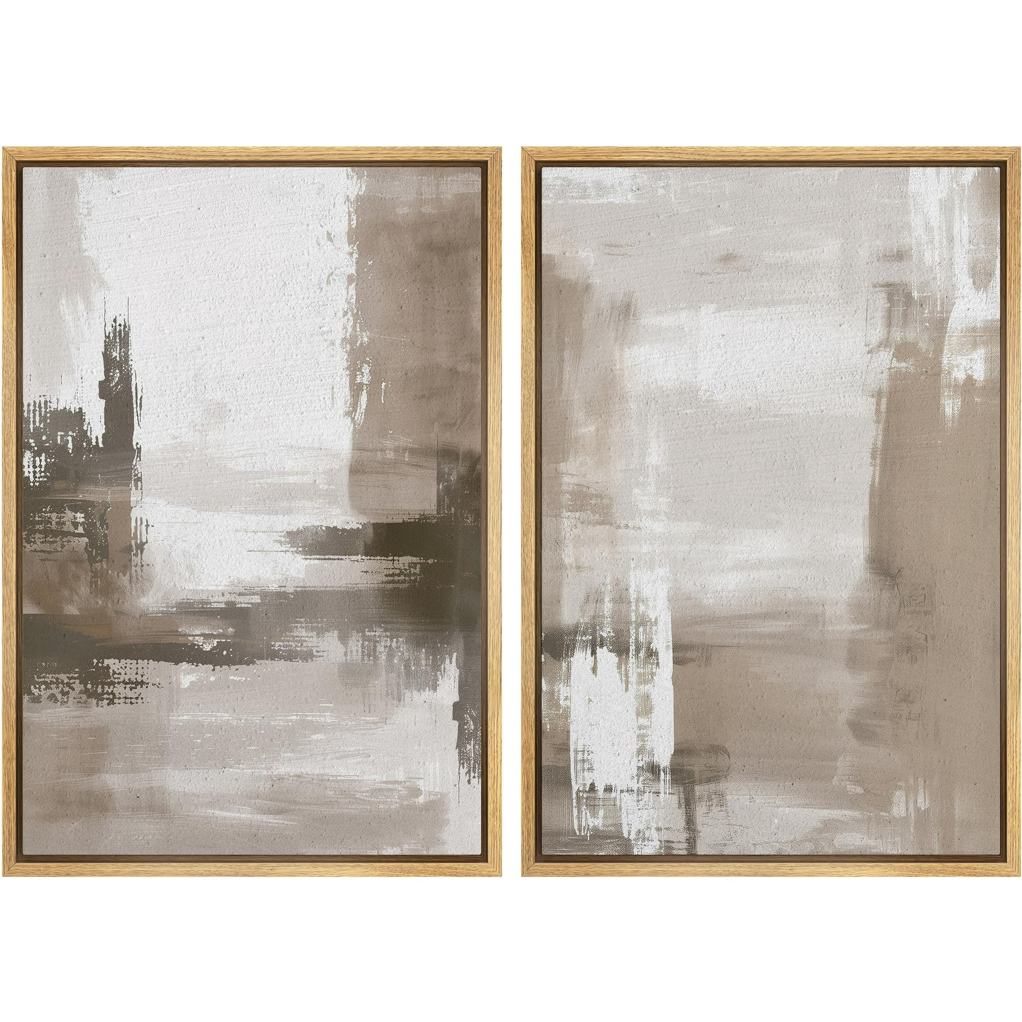 IDEA4WALL Framed Canvas Print Wall Art Set Soothing Brushstroke Patterns in Earth Tones Digital A... | Walmart (US)