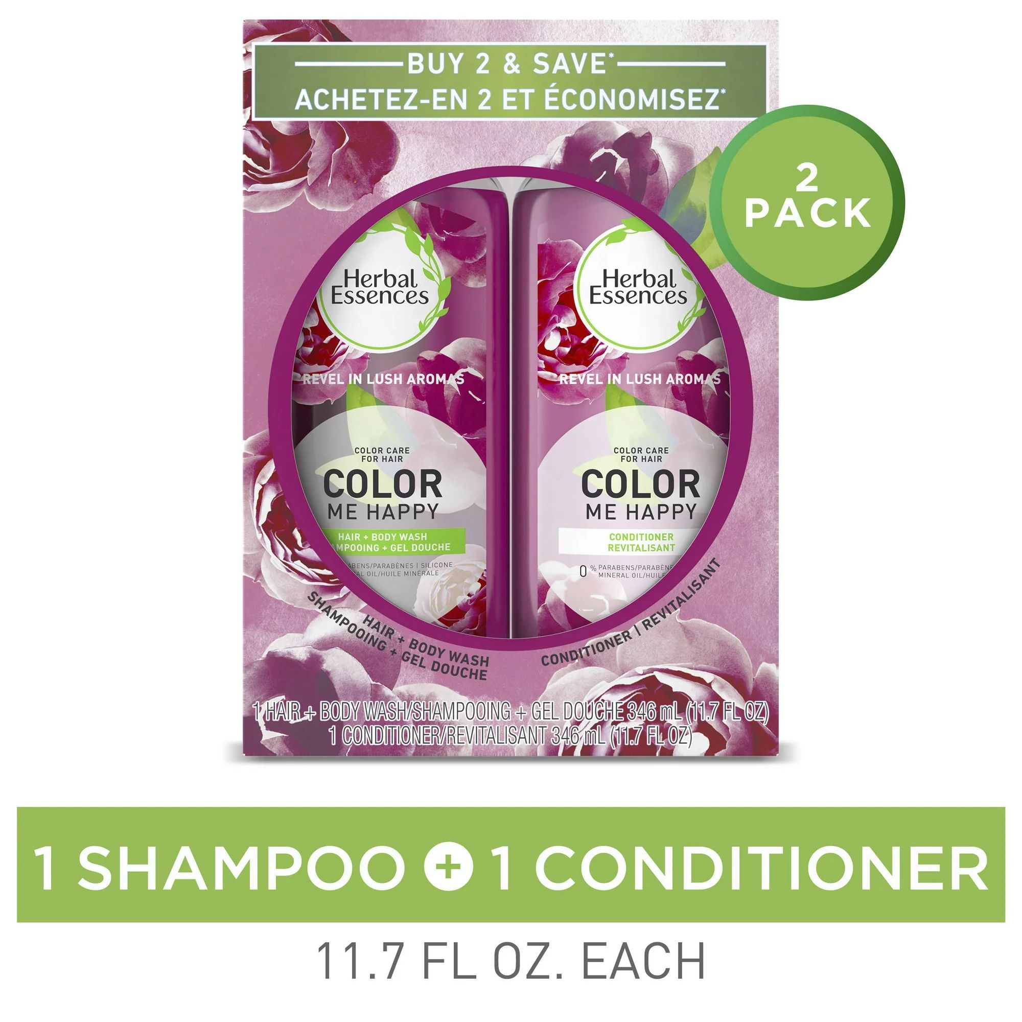 Herbal Essences Color Me Happy Shampoo and Conditioner Set, 11.7 oz | Walmart (US)