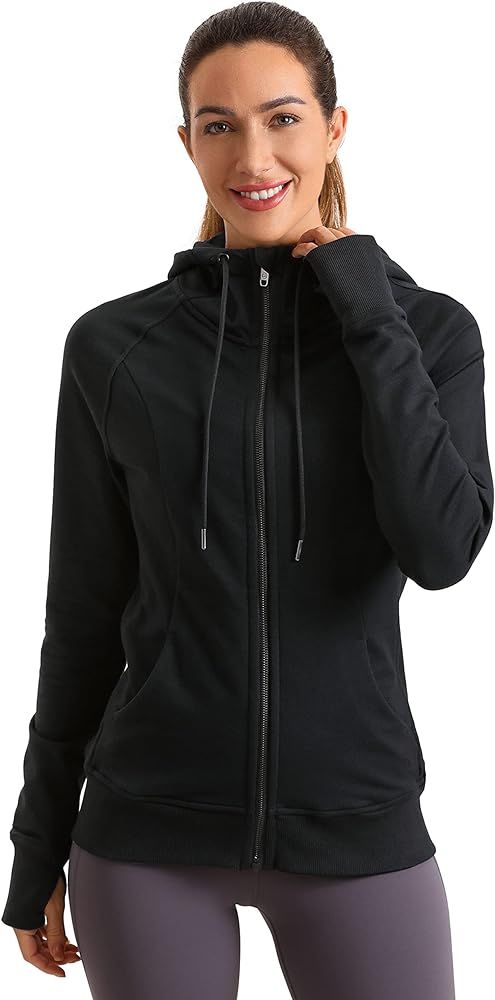 CRZ YOGA Women's Full Zip Hooded Sweatshirts Workout Sweat Jackets Slim Fit Running Track Hoodies... | Amazon (US)