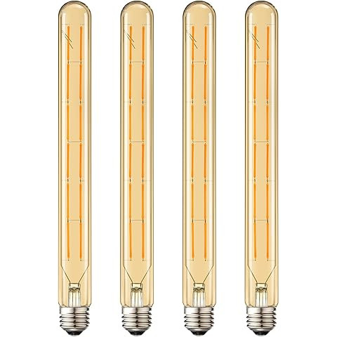 GOENDR T300 Long Light Bulb, E26 Base Amber Vintage Edison Bulb, Dimmable Tubular Unique Decorati... | Amazon (US)