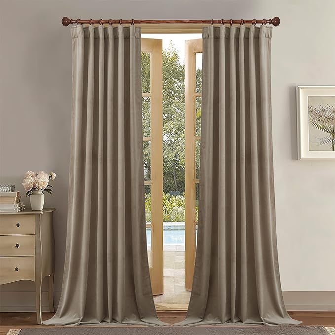 StangH Camel Beige Velvet Curtains - Living Room Blackout Curtain Drapes Super Soft Heavy Window ... | Amazon (US)