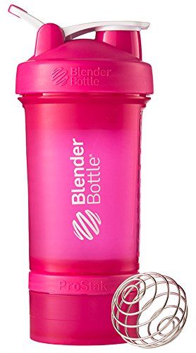 BlenderBottle ProStak System with 22-Ounce Bottle and Twist n' Lock Storage, Pink/Pink | Amazon (US)