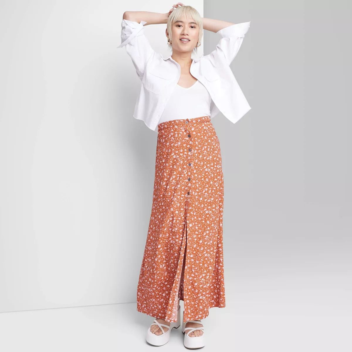 Women's Button-Front Printed Midi Skirt - Wild Fable™ | Target