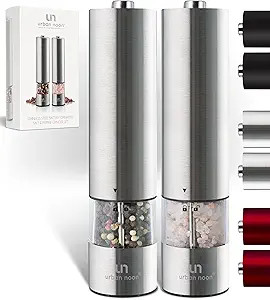 Electric Salt and Pepper Grinder Set - Stainless Steel Battery Operated Salt & Pepper Mills with ... | Amazon (US)