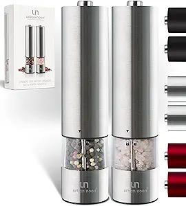 Electric Salt and Pepper Grinder Set - Stainless Steel Battery Operated Salt & Pepper Mills with ... | Amazon (US)