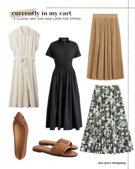 Currently in my shopping cart- 
Easy to wear midi shirt dresses and simple skirts to dress up and down. I also found these pointed toe leather ballet flats for under $100 and I’m in love!  

#LTKSeasonal #LTKstyletip #LTKfindsunder100