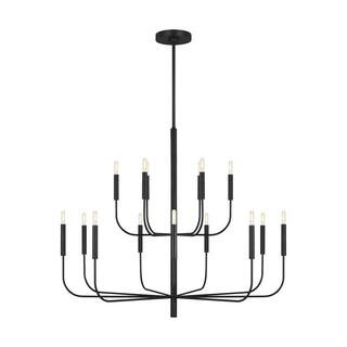 ED Ellen DeGeneres Brianna 15-Light Aged Iron Minimalist Modern Hanging 2-Tier Chandelier | The Home Depot