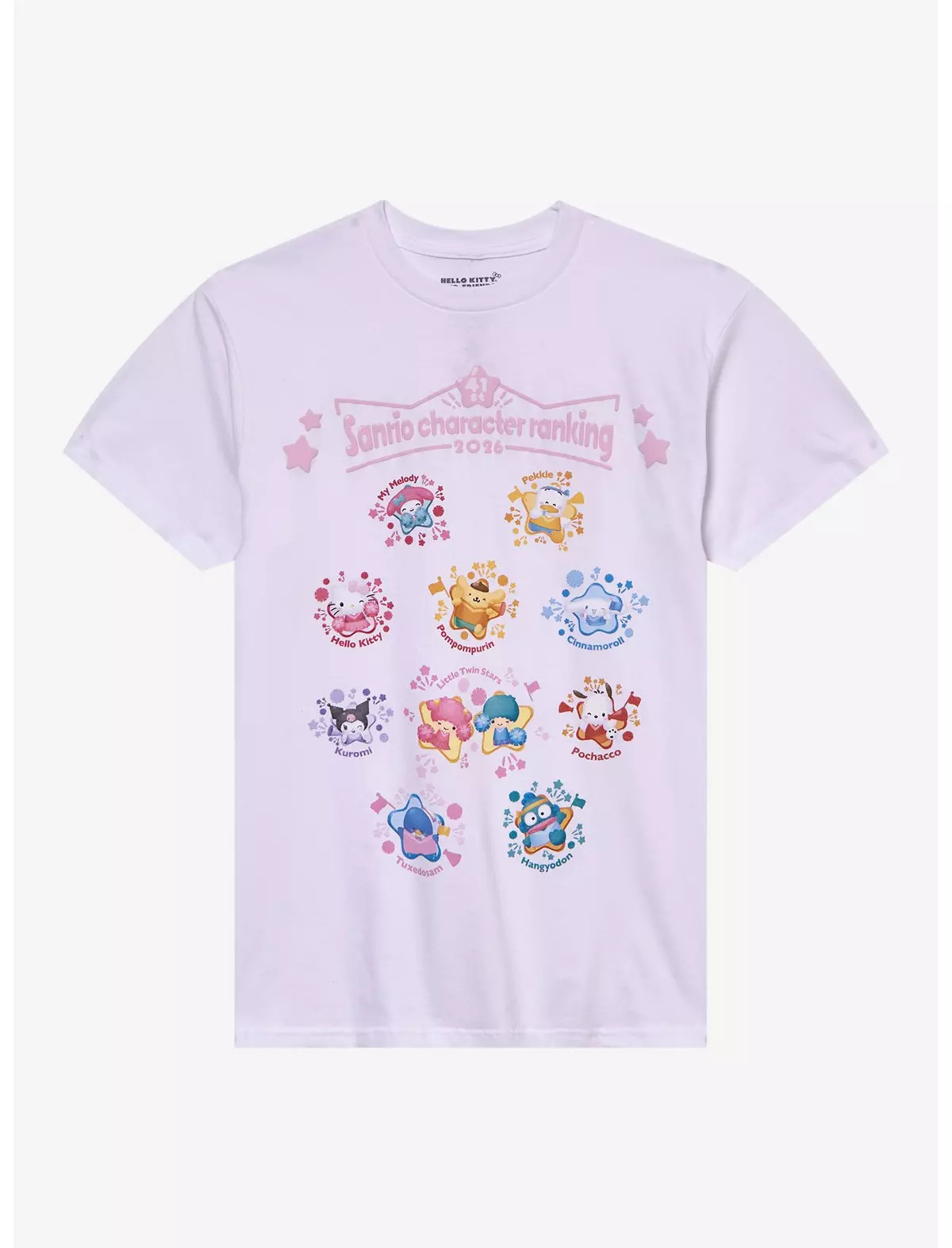 Sanrio Character Ranking 2026 Badge Grid T-Shirt | Hot Topic | Hot Topic