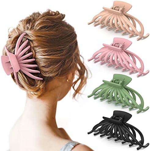 Hair Clips for Women - OPAUL Matte Nonslip Large Hair Claw Clips for Thick and Thin Hair, 4.7 Inc... | Amazon (US)