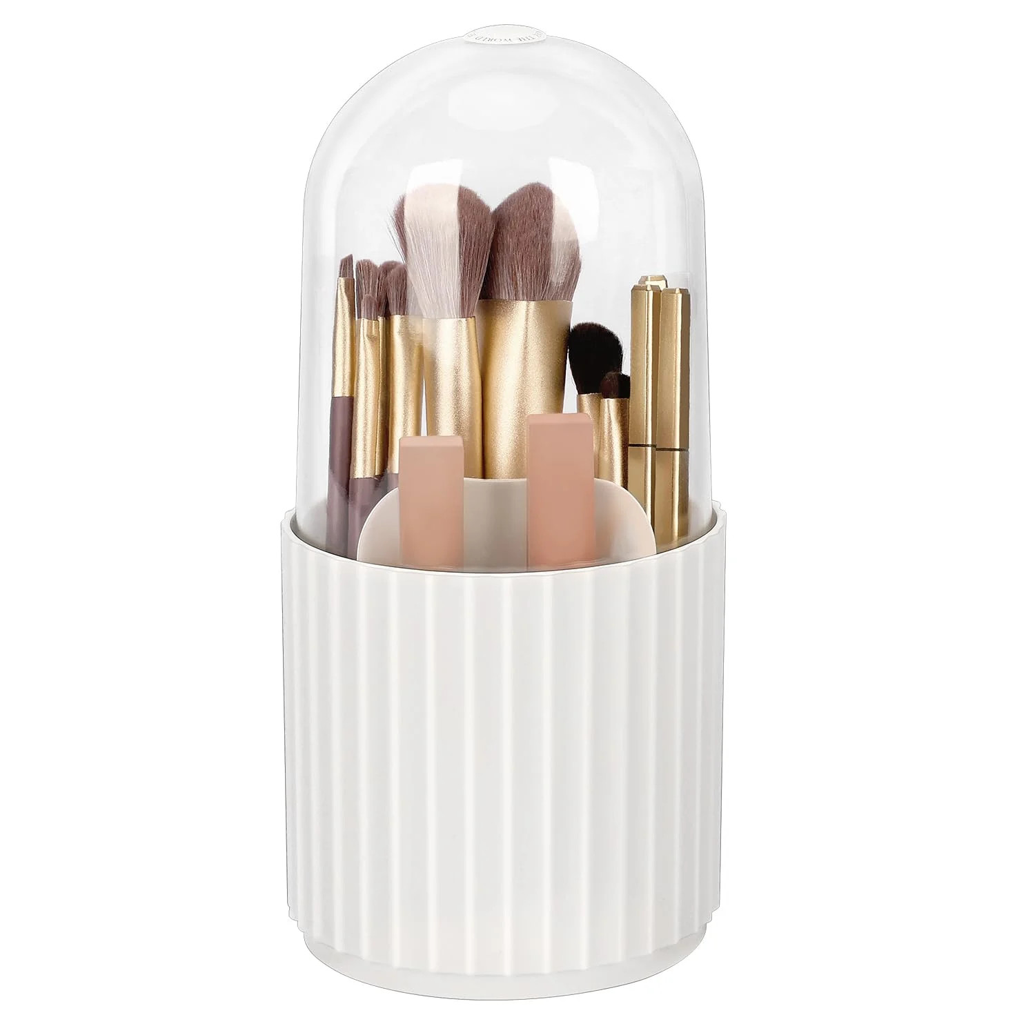 JessLab Makeup Brush Holder Organizer with Lid, 360 Degree Rotatable Cosmetics Holders, White - W... | Walmart (US)