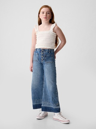 Kids High Rise Stride Wide-Leg Ankle Jeans | Gap (US)
